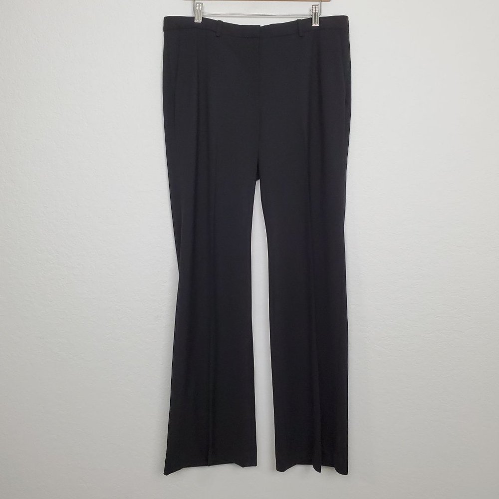 Theory Womens Demitria Traceable Wool Dress Pants Size 14 Black Career Flare